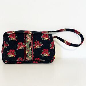 Vera Bradley Retired Hens-n-Holly Floral Bow Flap Shoulder Bag Purse
